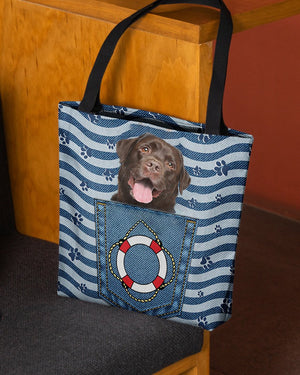 Chocolate labrador On Board-Cloth Tote Bag