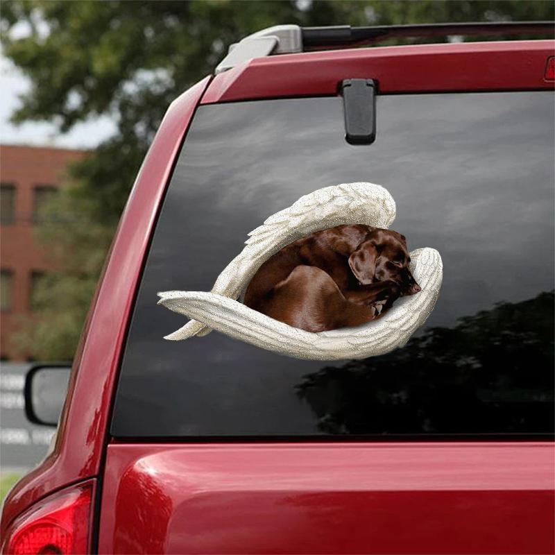 Chocolate labrador retriever-sleeping angel CAR STICKER