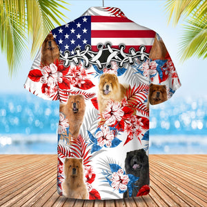 Chow Chow American Flag Hawaiian Shirt