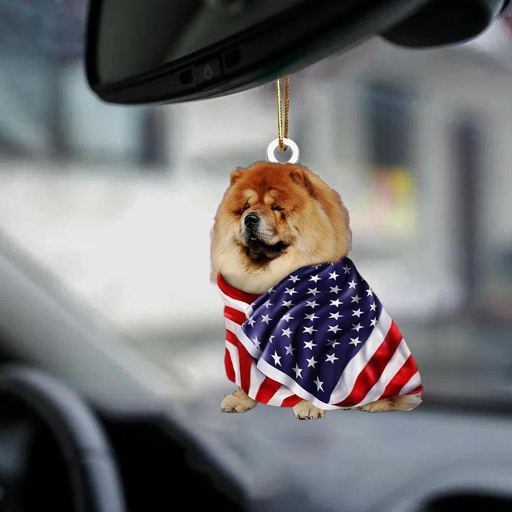 Chow Chow American Patriot Flag Two Sided Ornament