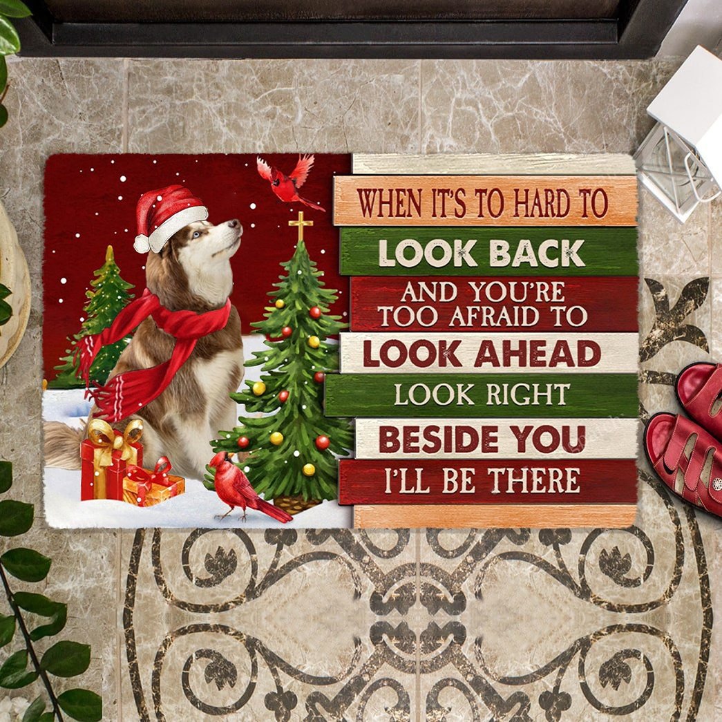 Christmas Alaskan Malamute Look right beside you Doormat