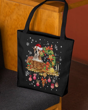 Christmas Basket-American Bulldog 1-Cloth Tote Bag