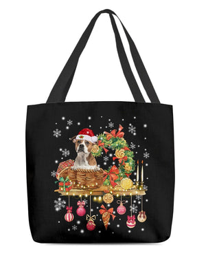 Christmas Basket-American Bulldog 1-Cloth Tote Bag