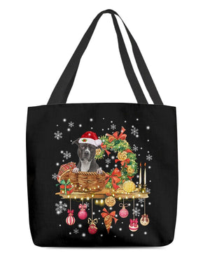 Christmas Basket-American Pitbull Terrier-Cloth Tote Bag