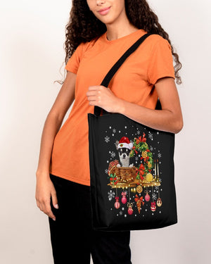 Christmas Basket-BLACK Chihuahua-Cloth Tote Bag