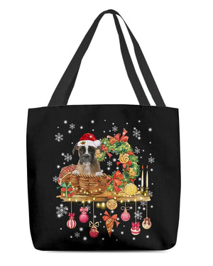 Christmas Basket-BROWN Boxer-Cloth Tote Bag