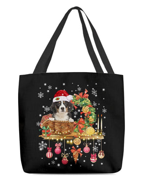 Christmas Basket-Bernese Mountain Dog-Cloth Tote Bag