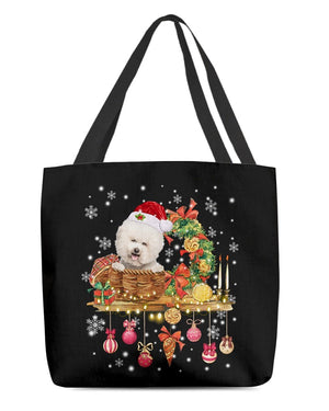 Christmas Basket-CREAM Bichon Frise-Cloth Tote Bag