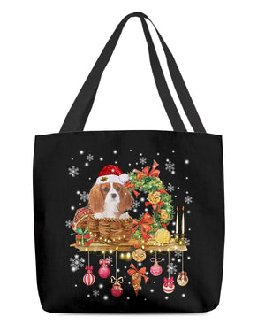 Christmas Basket-Cavalier King Charles Spaniel 1-Cloth Tote Bag