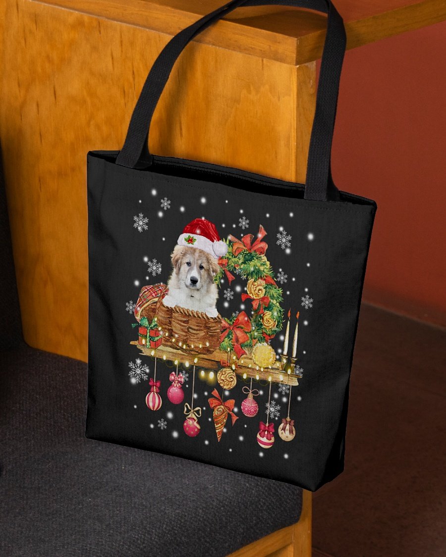 Christmas Basket-Great Pyrenees 1-Cloth Tote Bag