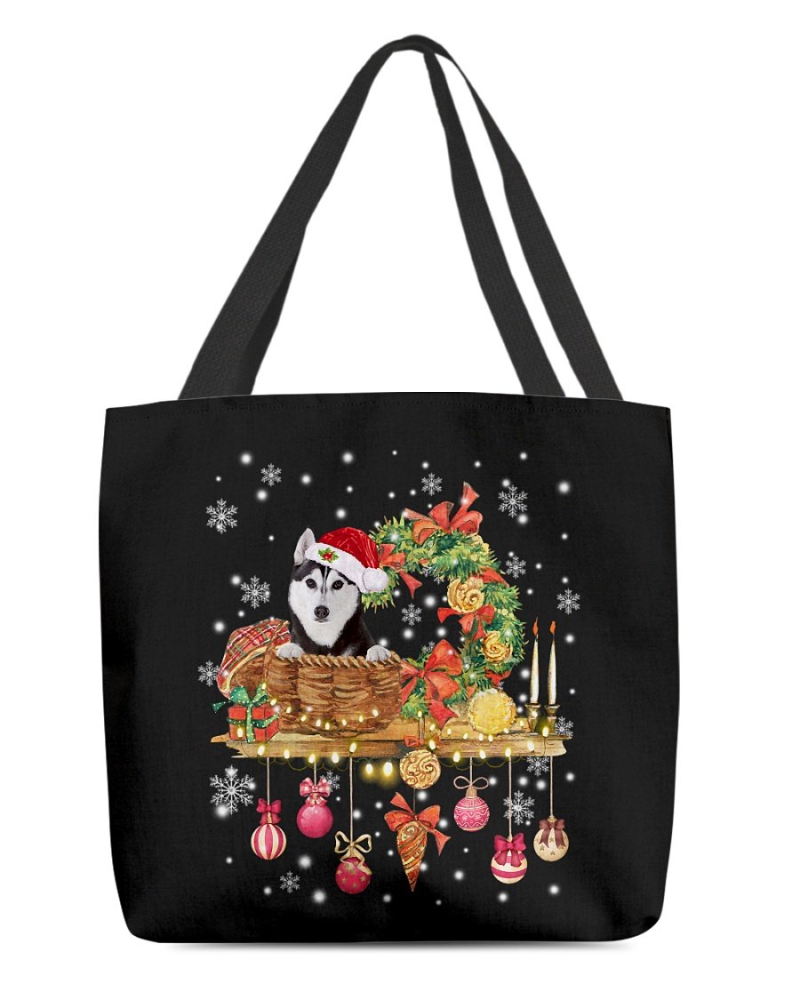 Christmas Basket-Husky 1-Cloth Tote Bag