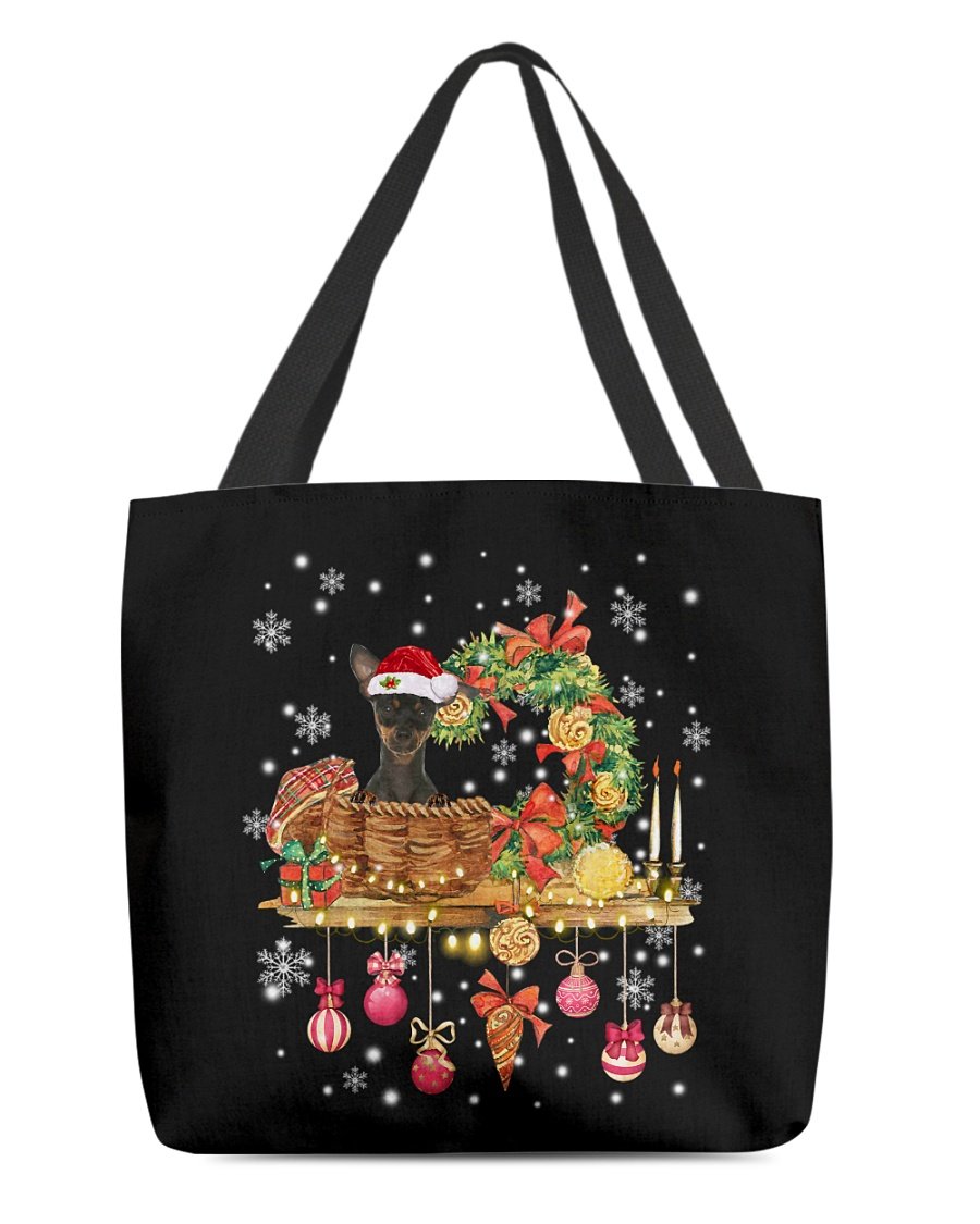 Christmas Basket-Miniature Pinscher 2-Cloth Tote Bag