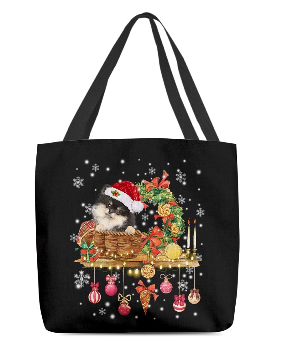 Christmas Basket-Pomeranian 1-Cloth Tote Bag