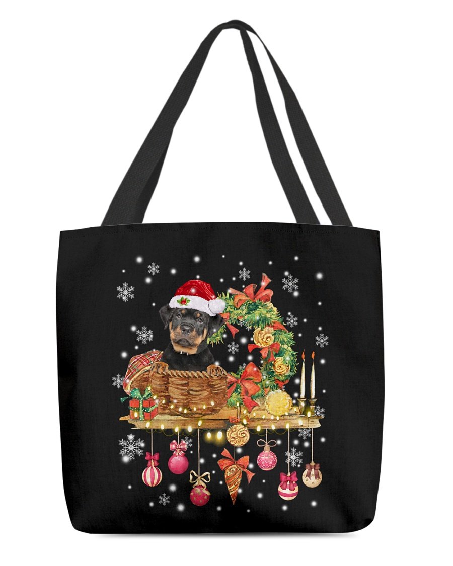 Christmas Basket-Rottweiler 2-Cloth Tote Bag