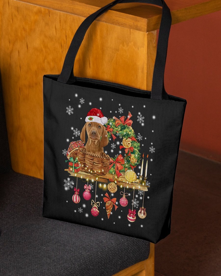 Christmas Basket-Vizsla-Cloth Tote Bag