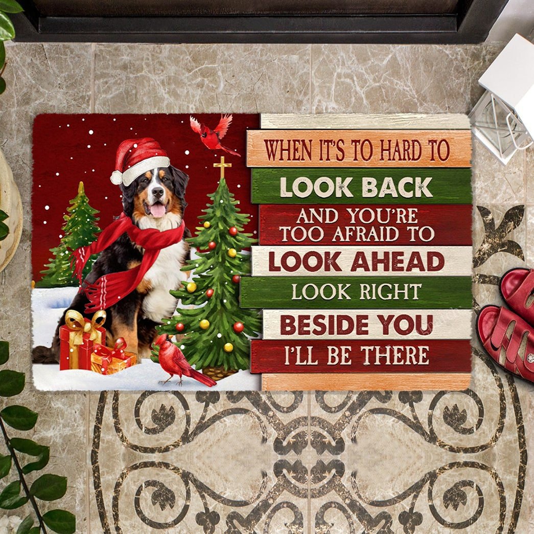 Christmas Bernese Mountain Look right beside you Doormat