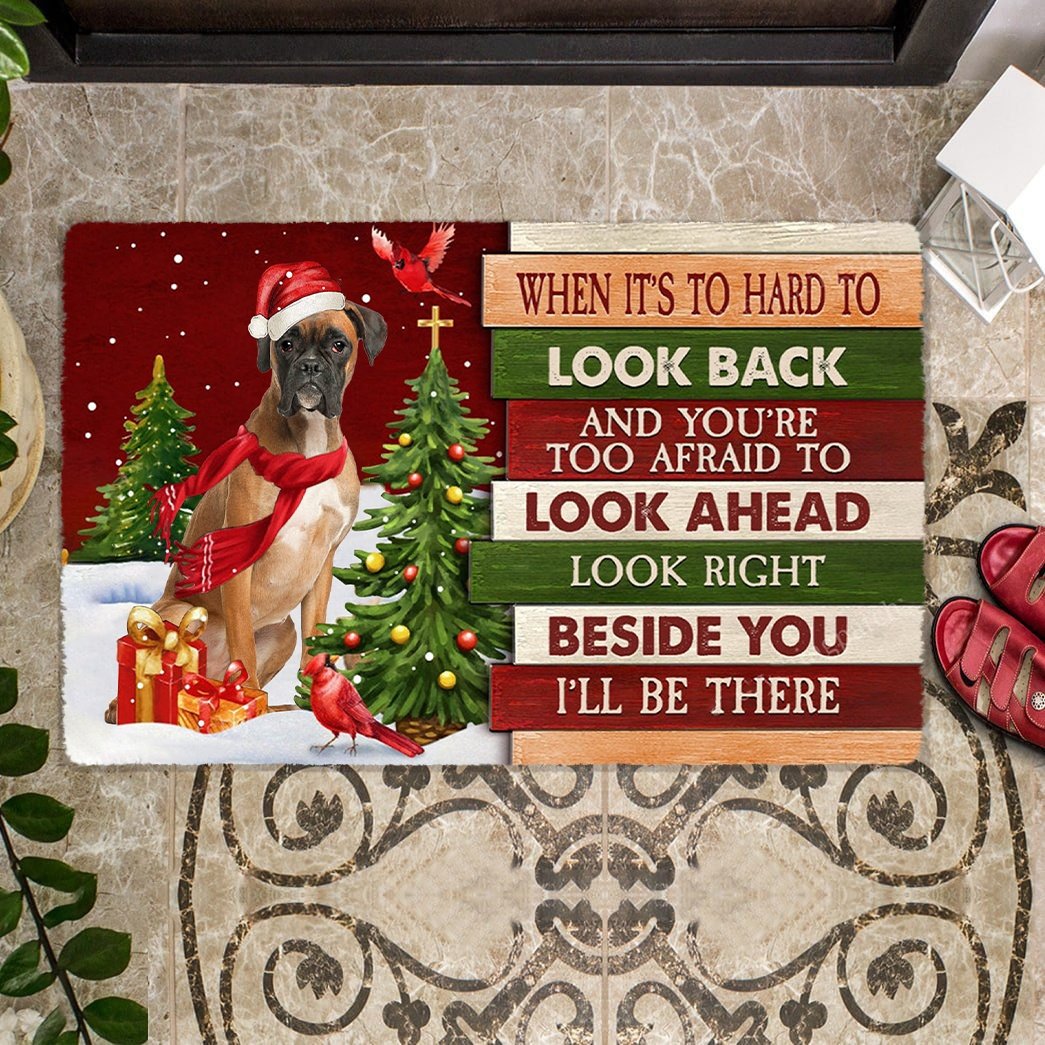 Christmas Boxer Look right beside you Doormat