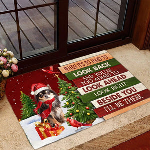 Christmas Chihuahua Look right beside you Doormat