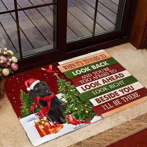 Christmas Chocolate Labrador Look right beside you Doormat