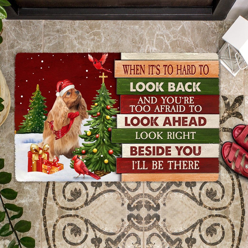 Christmas Cocker Spaniel Look right beside you Doormat