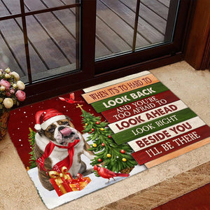 Christmas English Bulldog 2 Look right beside you Doormat