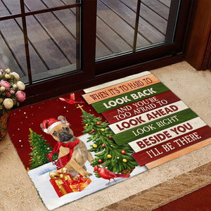 Christmas French Bulldog 5 Look right beside you Doormat