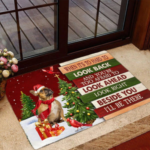 Christmas French Bulldog Look right beside you Doormat