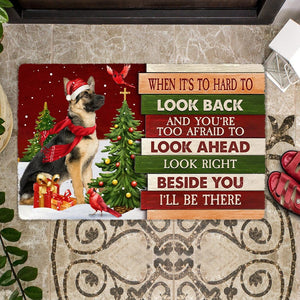 Christmas German Shepherd Look right beside you Doormat