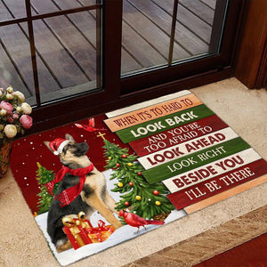 Christmas German Shepherd Look right beside you Doormat