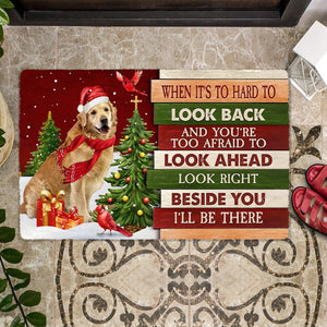 Christmas Golden Retriever 1 Look right beside you Doormat