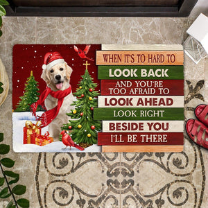 Christmas Labrador 3 Look right beside you Doormat