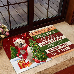 Christmas Labrador 3 Look right beside you Doormat