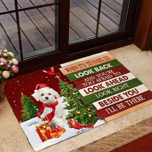 Christmas Maltese Look right beside you Doormat