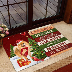 Christmas Pomeranian Look right beside you Doormat