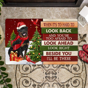 Christmas Rottweiler Look right beside you Doormat