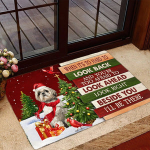 Christmas Shih Tzu 3 Look right beside you Doormat