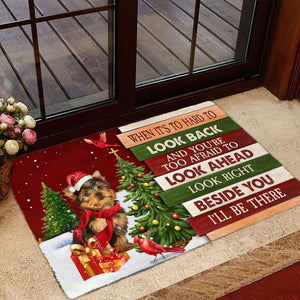 Christmas Yorkshire Terrier Look right beside you Doormat