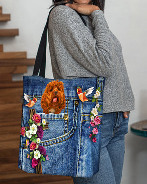 Cockapoo-Cardinal & Cross Flower Cloth Tote Bag