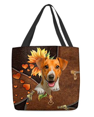 Jack russell terrier-Sunflower&zipper Cloth Tote Bag