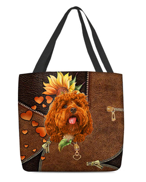 Cockapoo-Sunflower&zipper Cloth Tote Bag