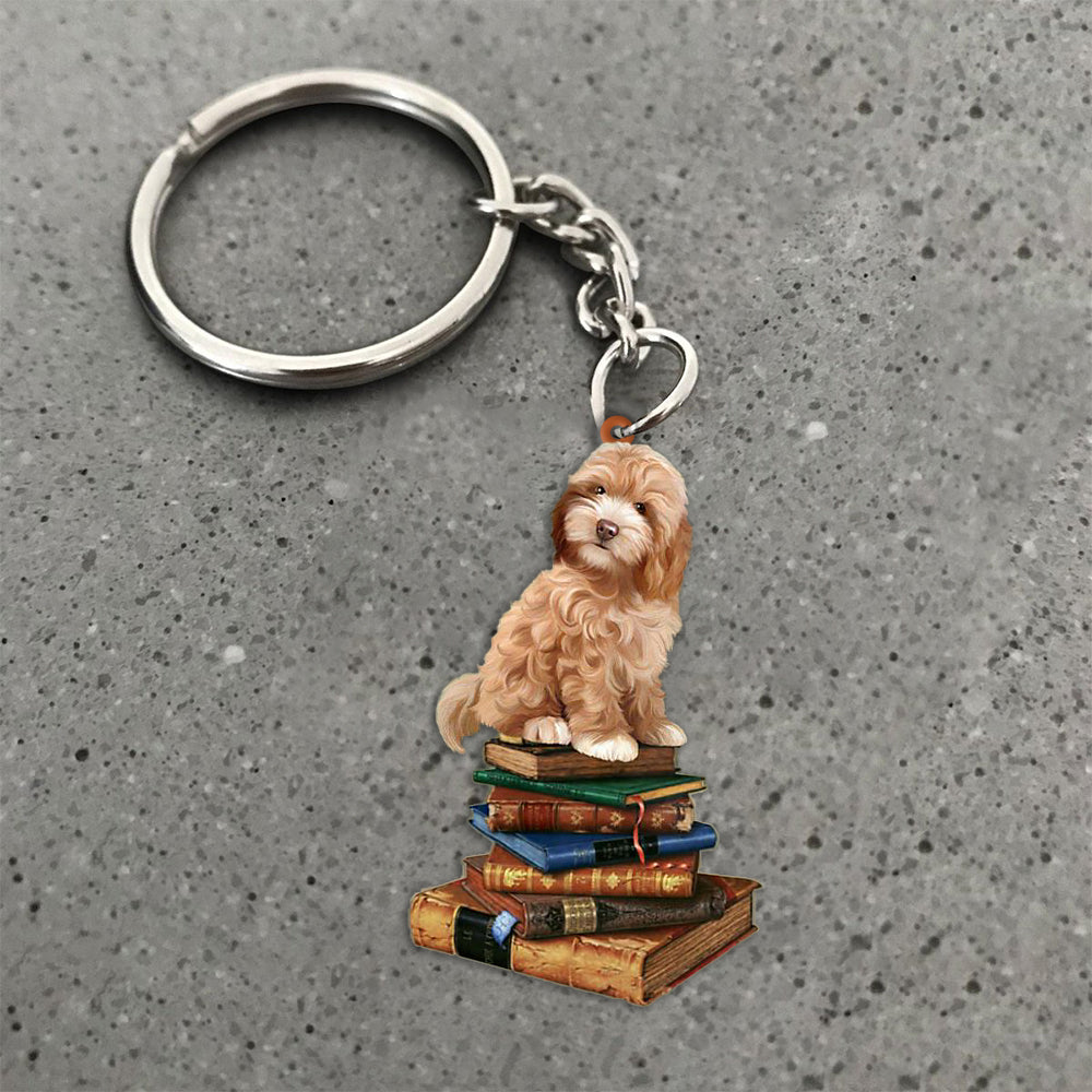 Cockapoo-Sit On The Book-Flat Acrylic Keychain