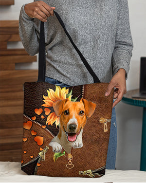 Jack russell terrier-Sunflower&zipper Cloth Tote Bag