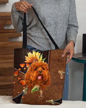 Cockapoo-Sunflower&zipper Cloth Tote Bag