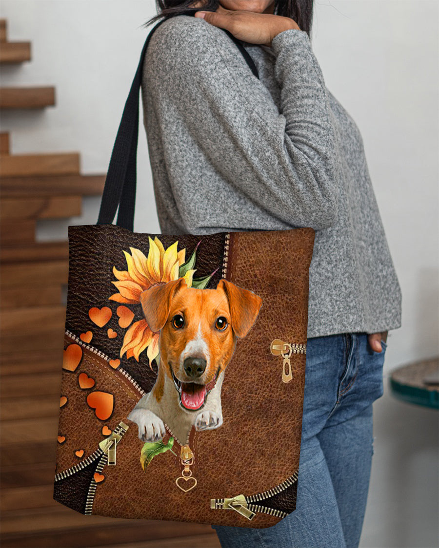 Jack russell terrier-Sunflower&zipper Cloth Tote Bag