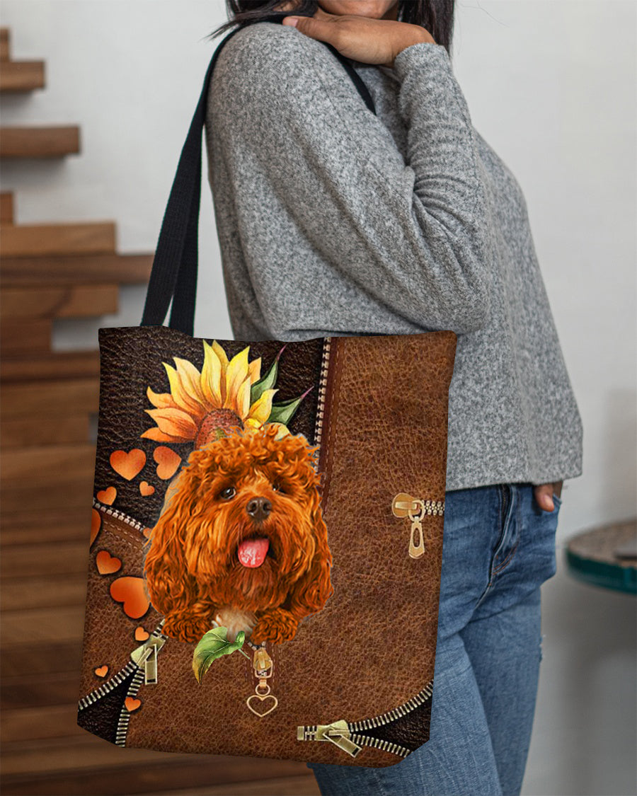 Cockapoo-Sunflower&zipper Cloth Tote Bag