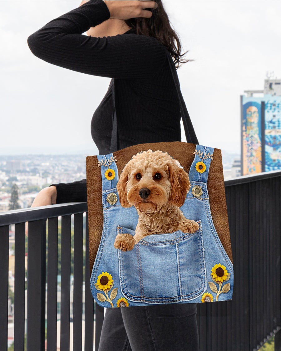 Cockapoo And Sunflower-Cloth Tote Bag