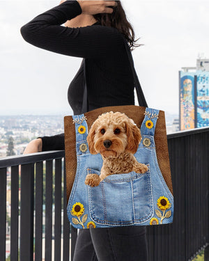 Cockapoo And Sunflower-Cloth Tote Bag