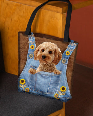 Cockapoo And Sunflower-Cloth Tote Bag