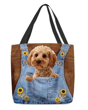 Cockapoo And Sunflower-Cloth Tote Bag