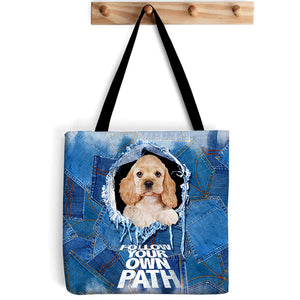 Cocker Spaniel -Follow Your Own Path-Cloth Tote Bag